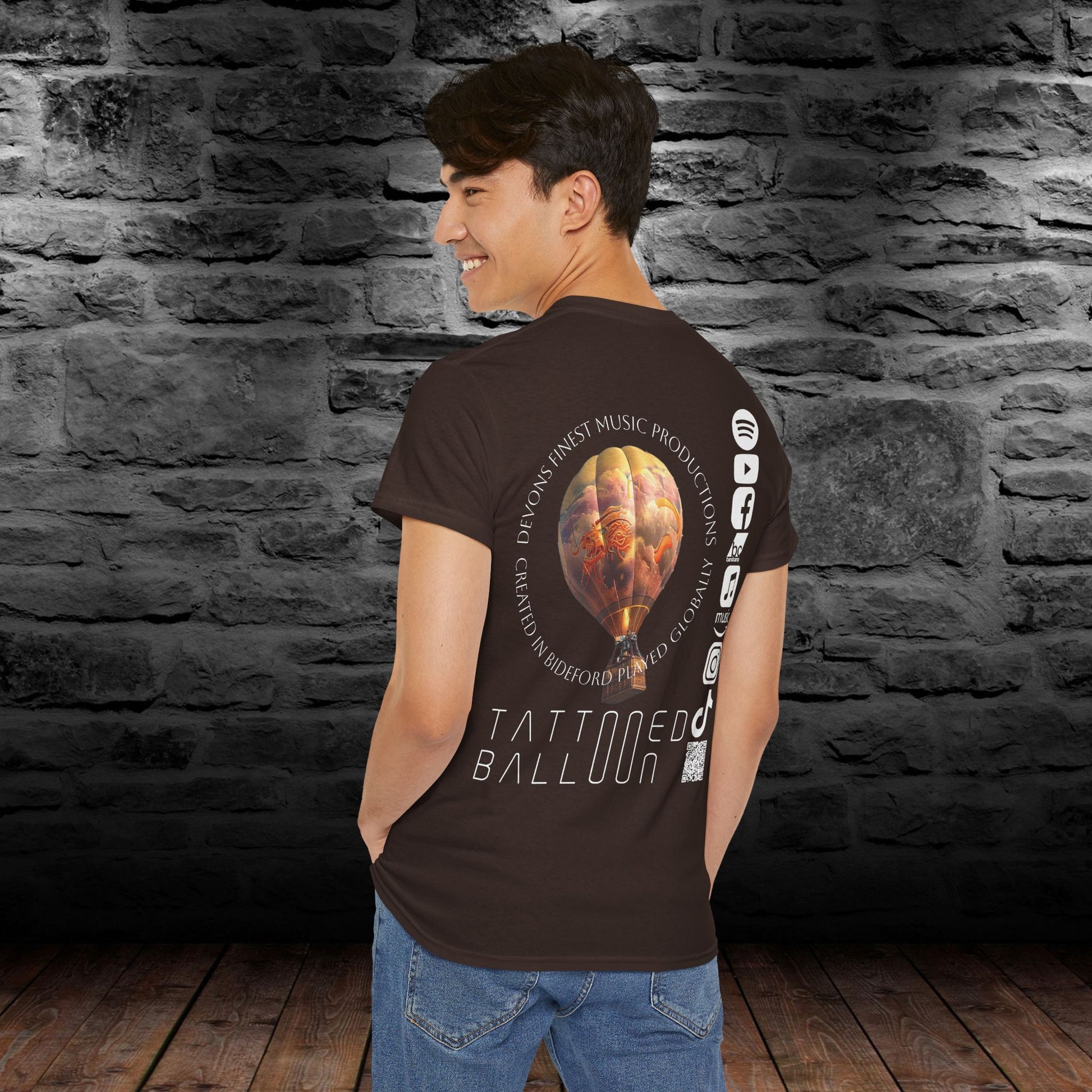 Tattooed Balloon Tee, Casual Wear, Dark Version T-Shirt, Festival Apparel