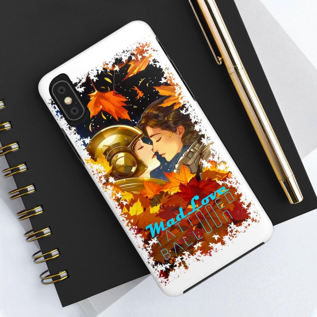 "Mad Love" Phone Case, Fall Themed,  Protector, Seasonal Tech Accessories, white.