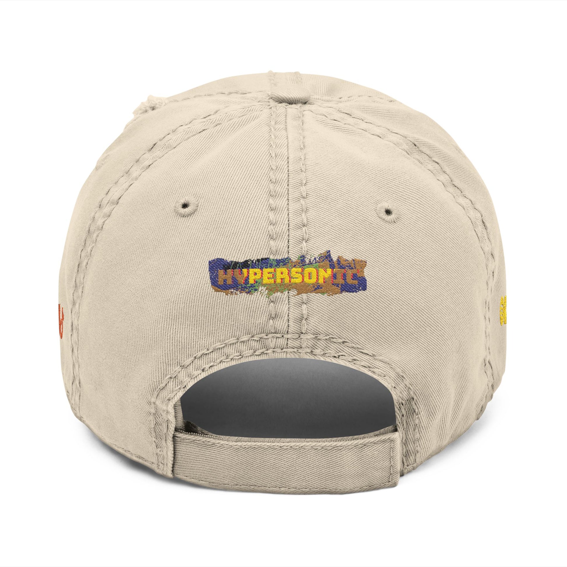 Tattooed Balloon Fan Cap, Embroidered Distressed Cap