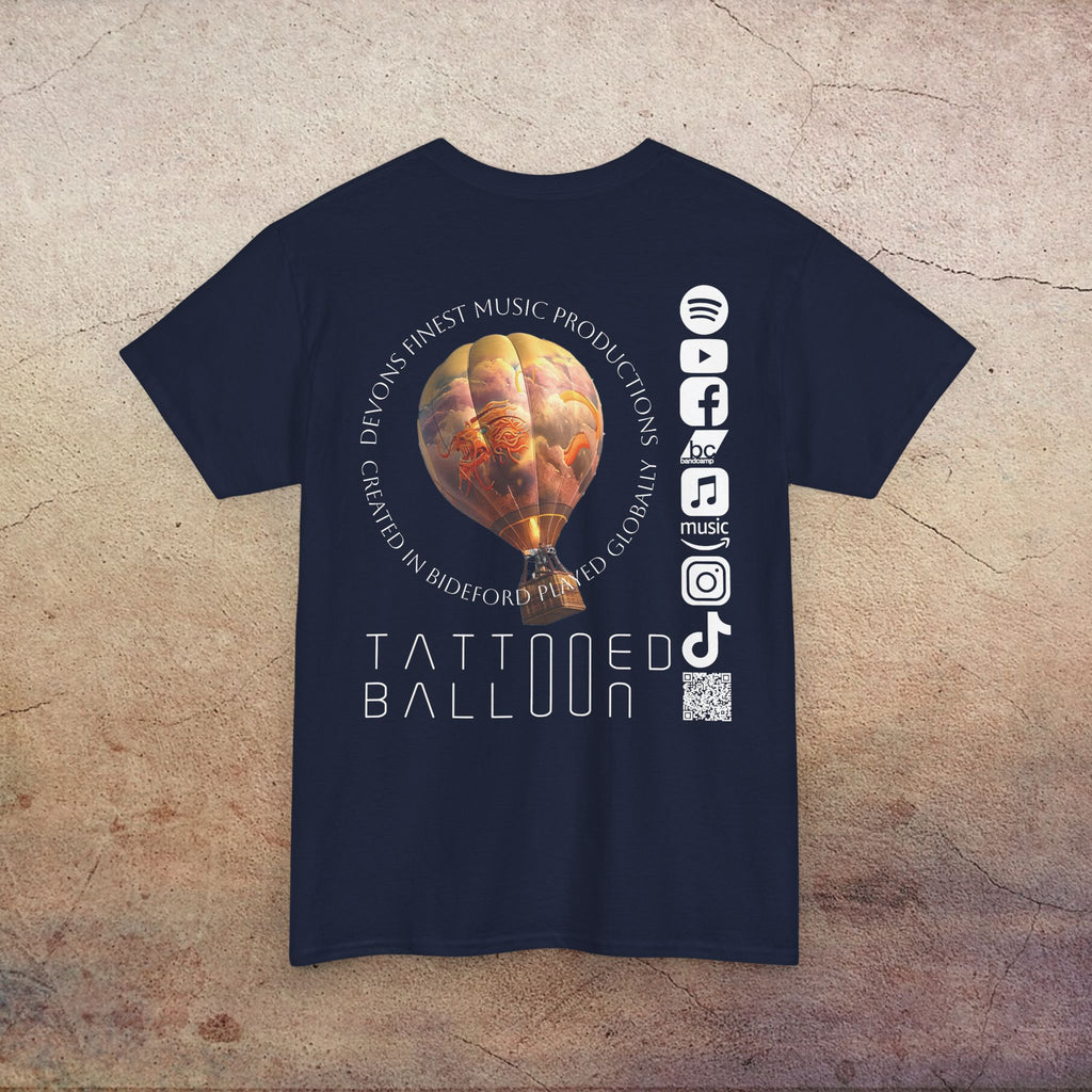 Tattooed Balloon Tee, Casual Wear, Dark Version T-Shirt, Festival Apparel