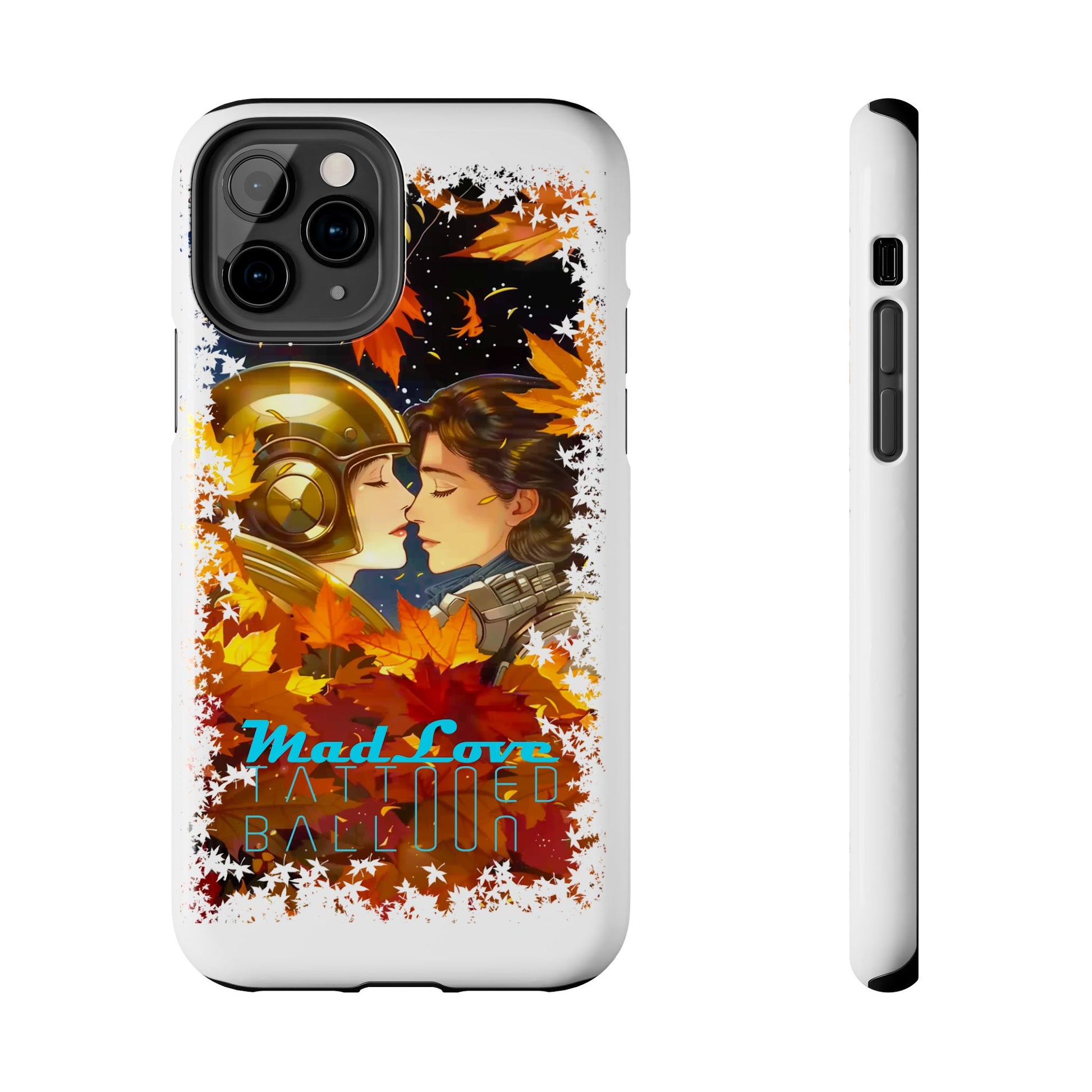 "Mad Love" Phone Case, Fall Themed,  Protector, Seasonal Tech Accessories, white.