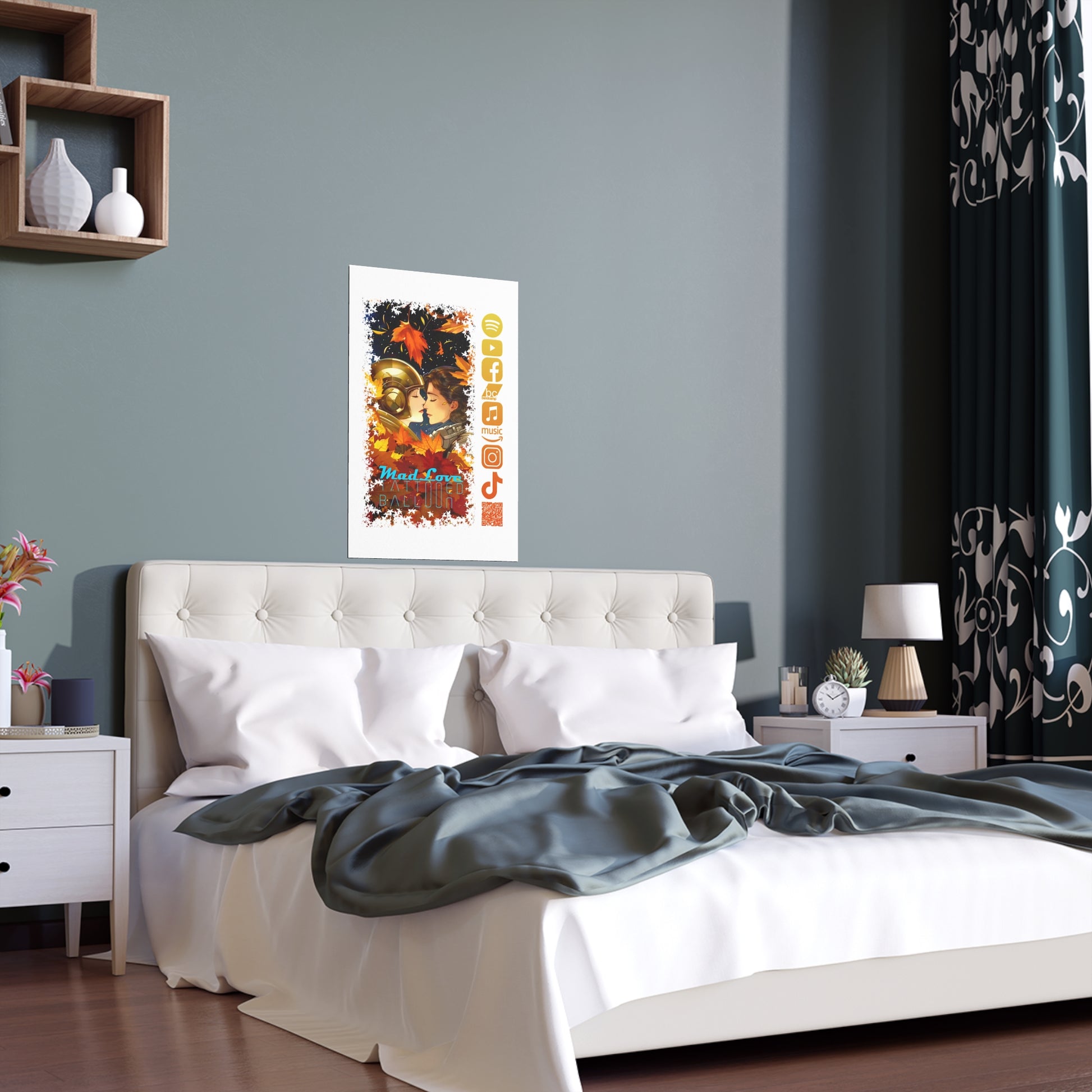 Silk Poster of Mad Love by Tattooed Balloon  (White Background)