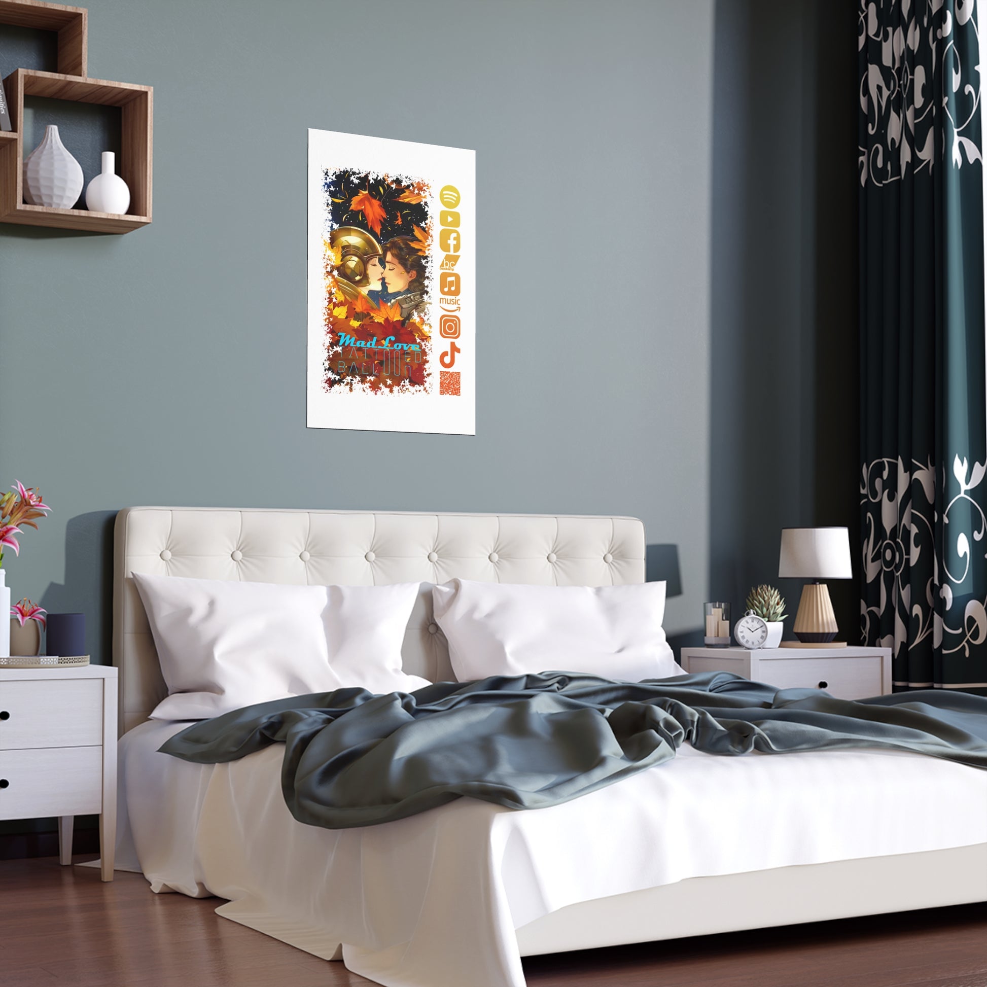 Silk Poster of Mad Love by Tattooed Balloon  (White Background)