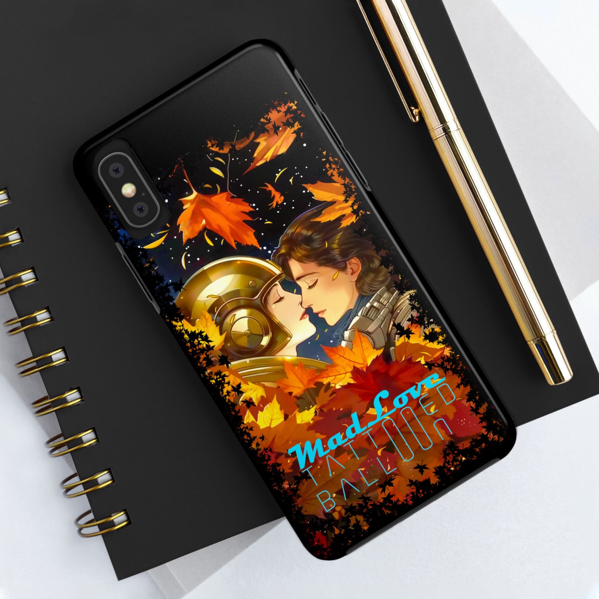 Tattooed Balloon, Unique Phone Covers, Mad Love Design, Autumn Vibes, Romantic Quotes Tough Phone Cases for Her | Fall Accessories, Couple Gifts,