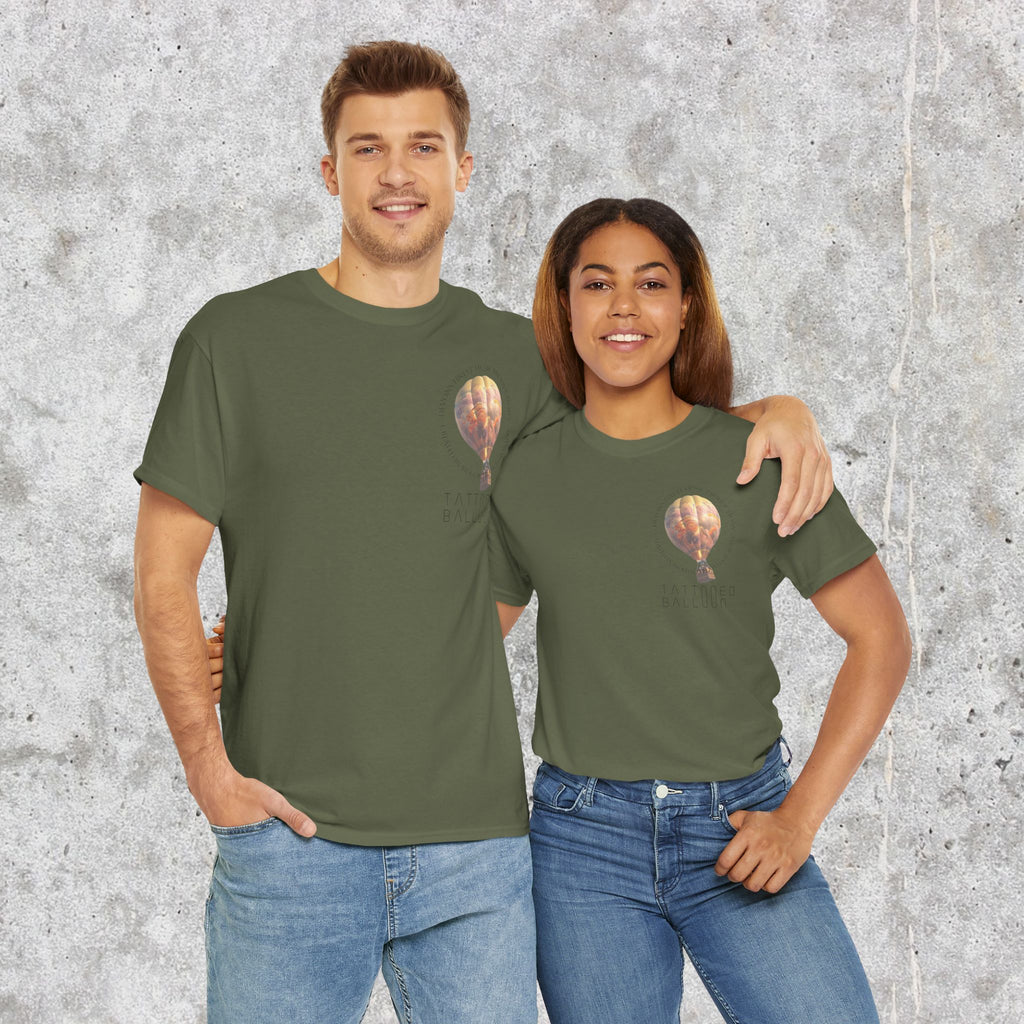 Tattooed Balloon Tee, Casual Wear, Outdoor Adventure T-Shirt, Festival Apparel, Summer Vibes Clothing, Unique Gift Idea