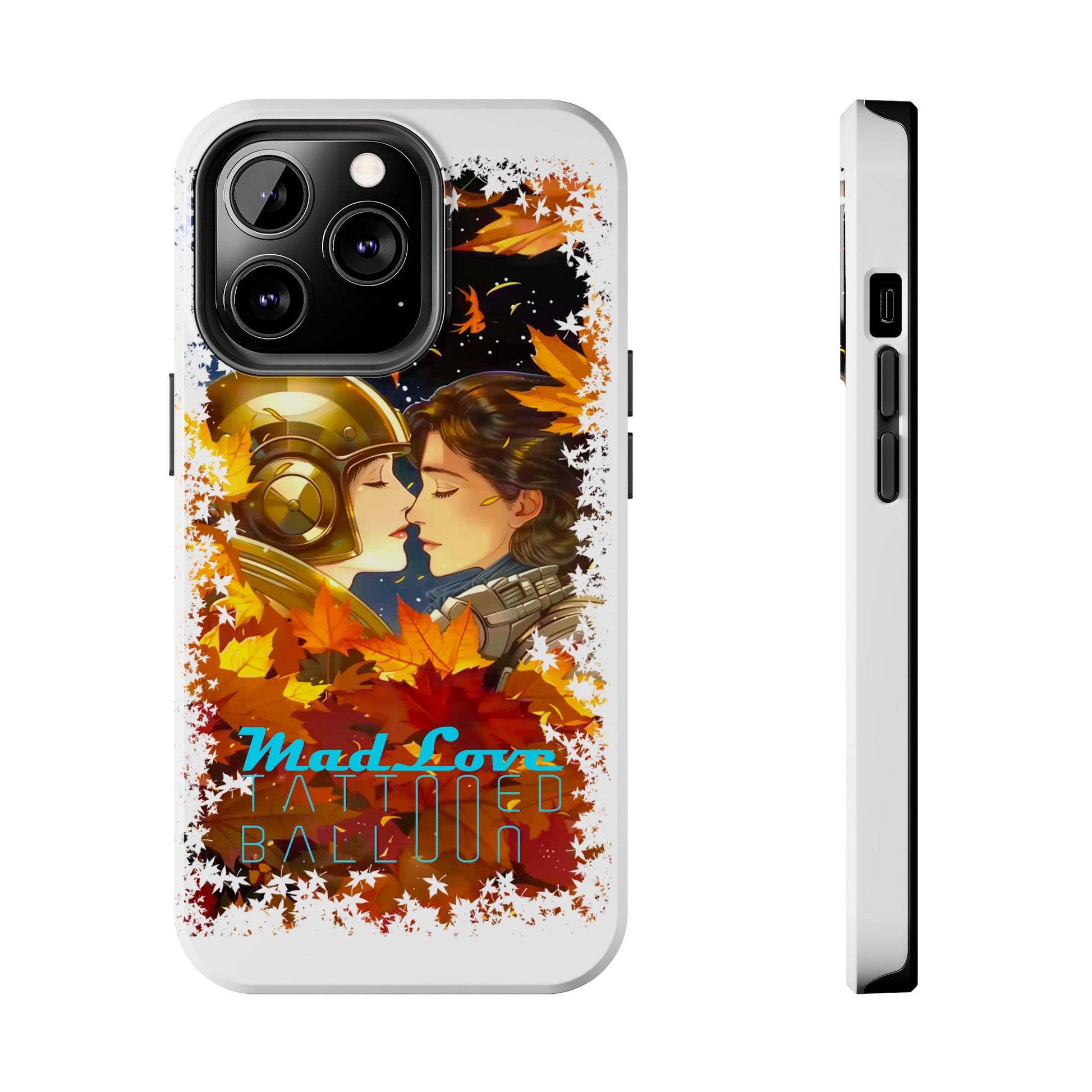 "Mad Love" Phone Case, Fall Themed,  Protector, Seasonal Tech Accessories, white.