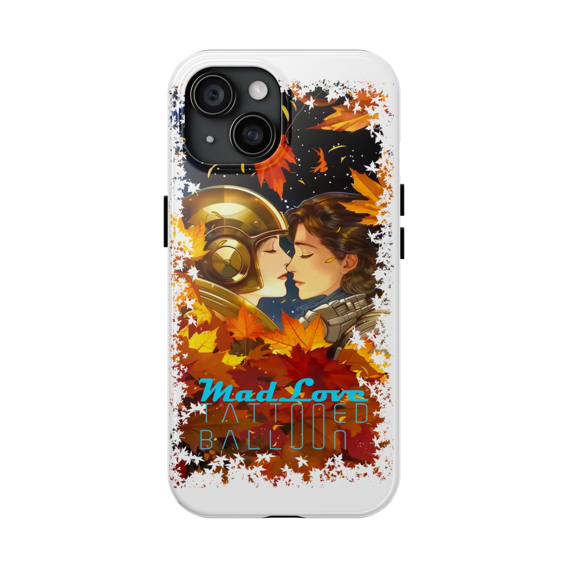 "Mad Love" Phone Case, Fall Themed,  Protector, Seasonal Tech Accessories, white.