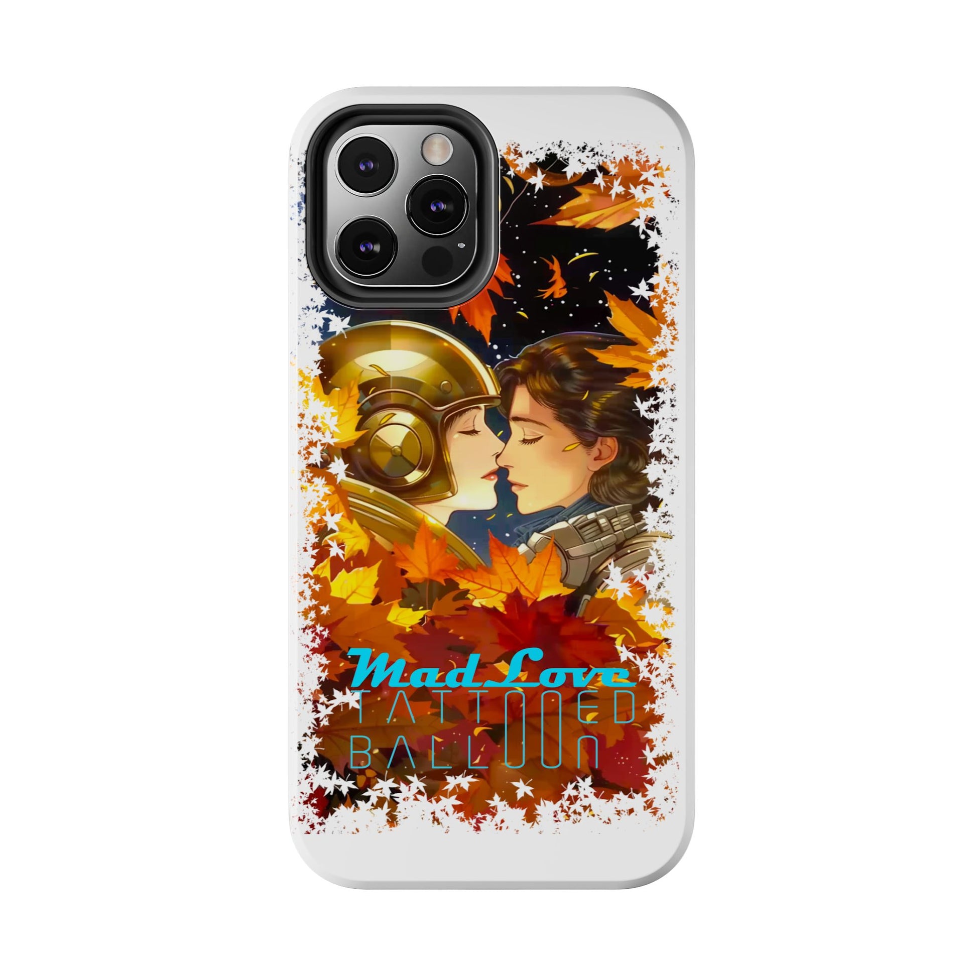 "Mad Love" Phone Case, Fall Themed,  Protector, Seasonal Tech Accessories, white.