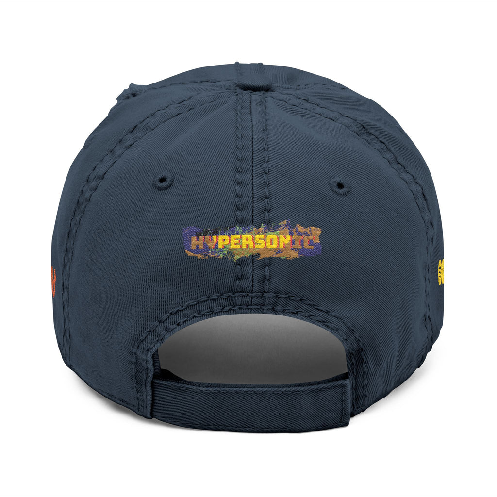 Tattooed Balloon Fan Cap, Embroidered Distressed Cap