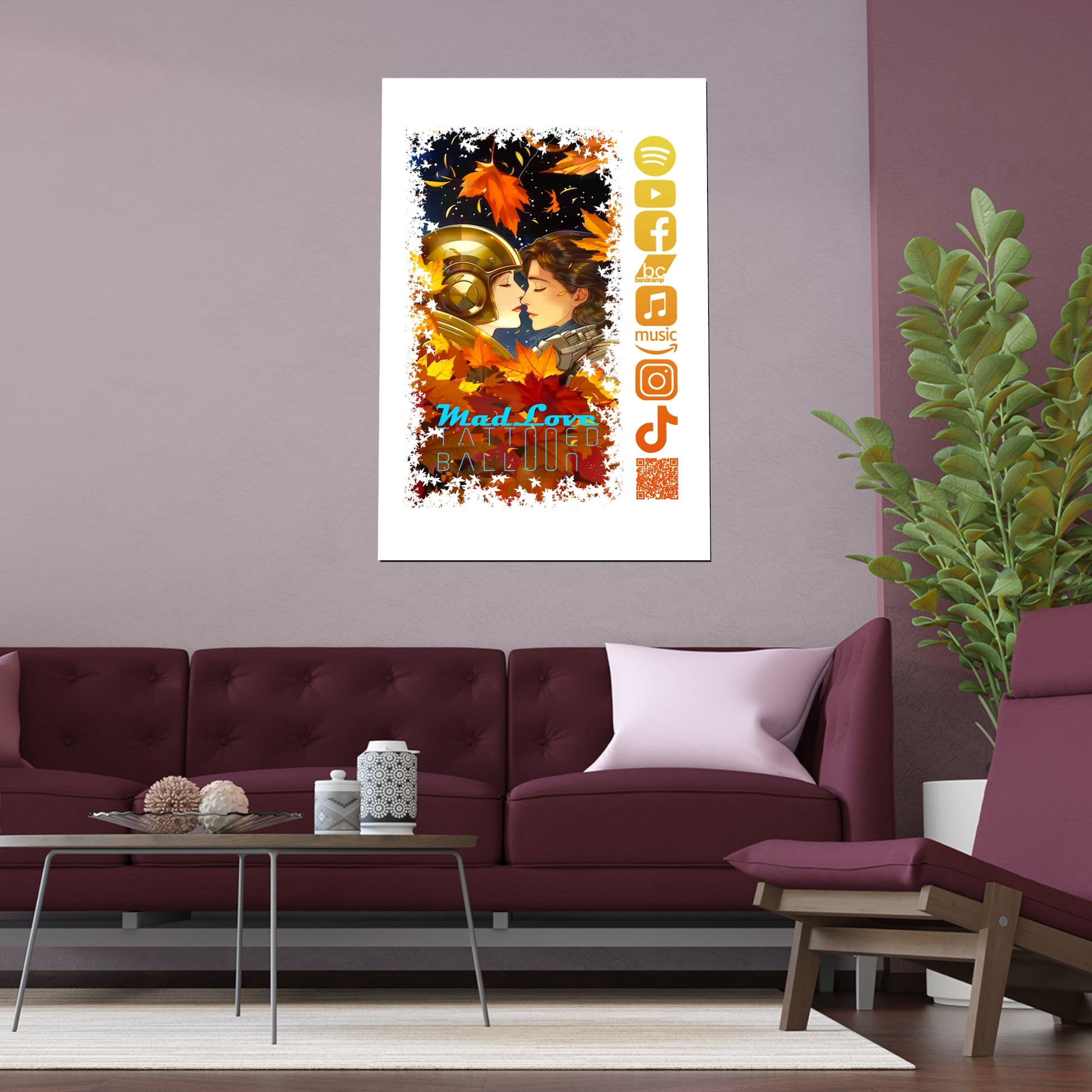 Silk Poster of Mad Love by Tattooed Balloon  (White Background)