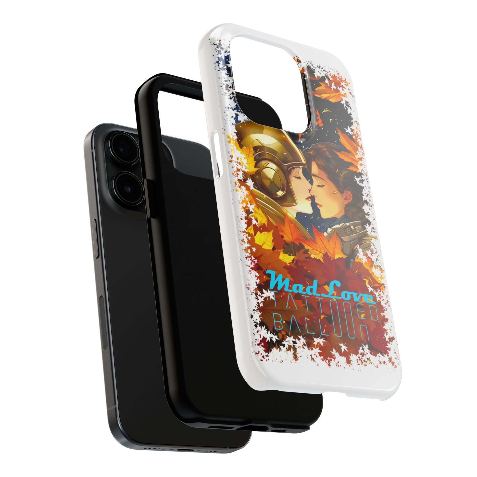 "Mad Love" Phone Case, Fall Themed,  Protector, Seasonal Tech Accessories, white.