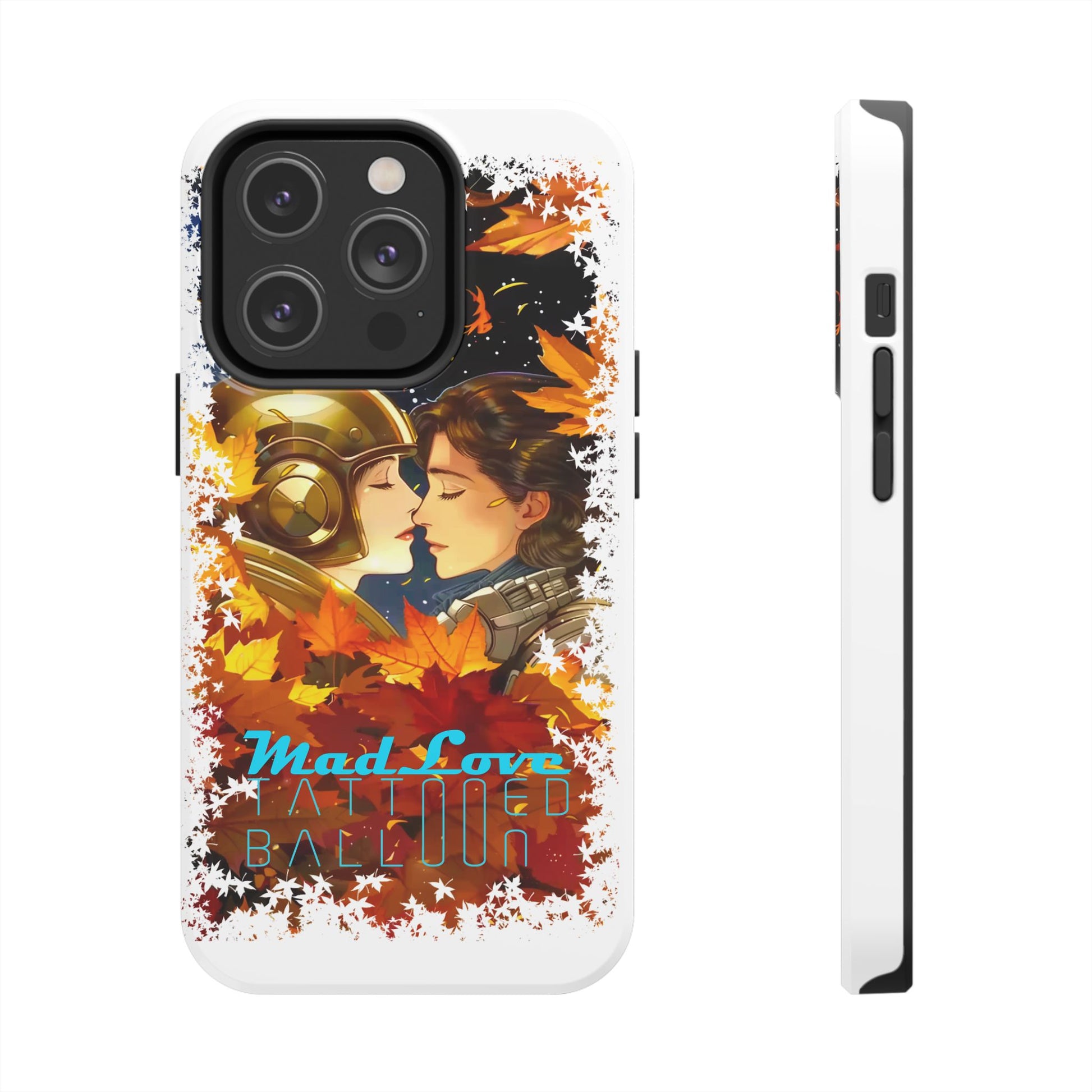 "Mad Love" Phone Case, Fall Themed,  Protector, Seasonal Tech Accessories, white.