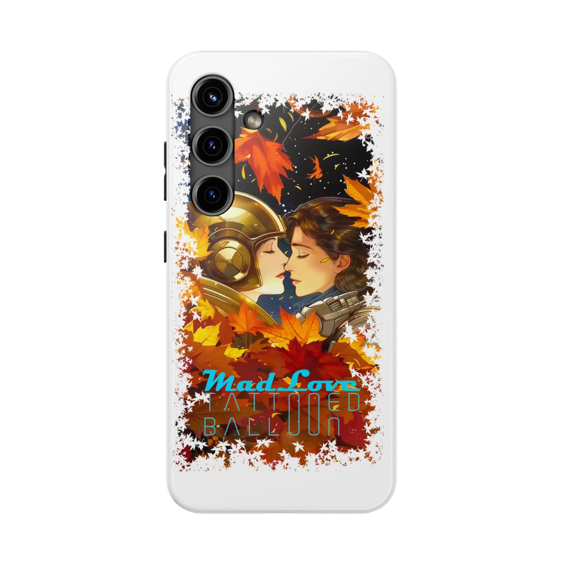 "Mad Love" Phone Case, Fall Themed,  Protector, Seasonal Tech Accessories, white.