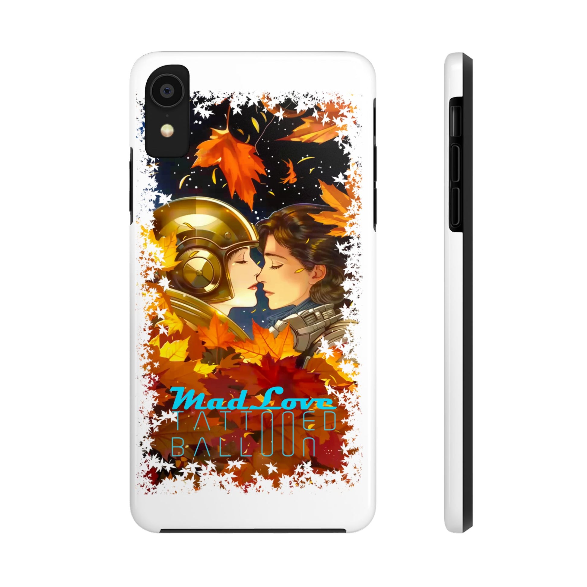 "Mad Love" Phone Case, Fall Themed,  Protector, Seasonal Tech Accessories, white.
