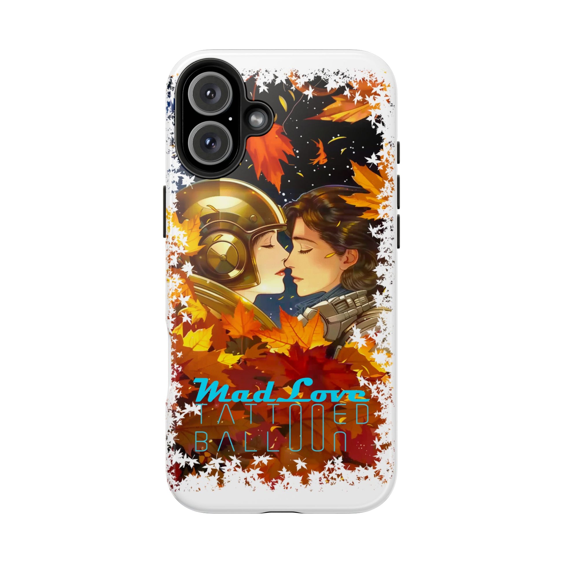 "Mad Love" Phone Case, Fall Themed,  Protector, Seasonal Tech Accessories, white.