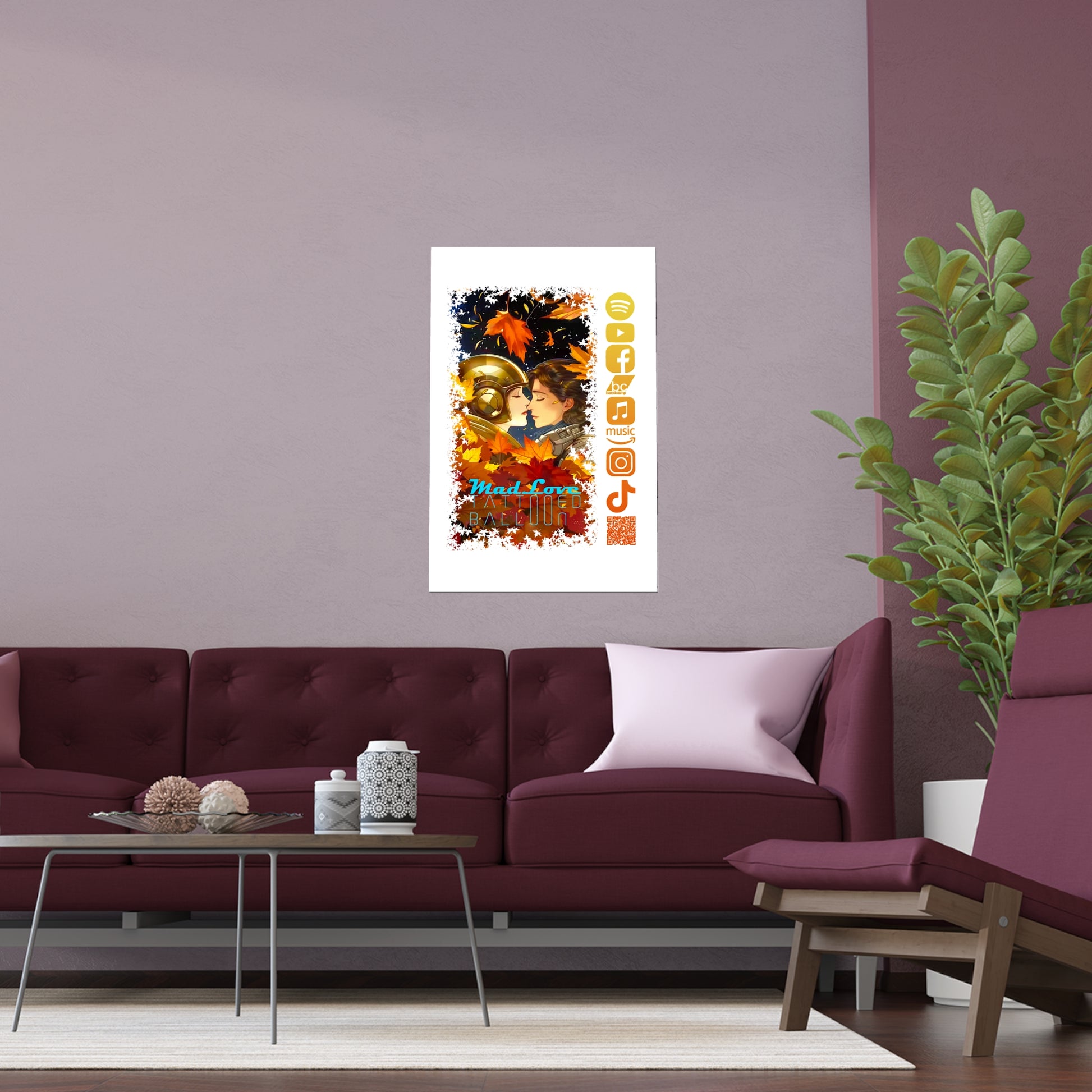 Silk Poster of Mad Love by Tattooed Balloon  (White Background)