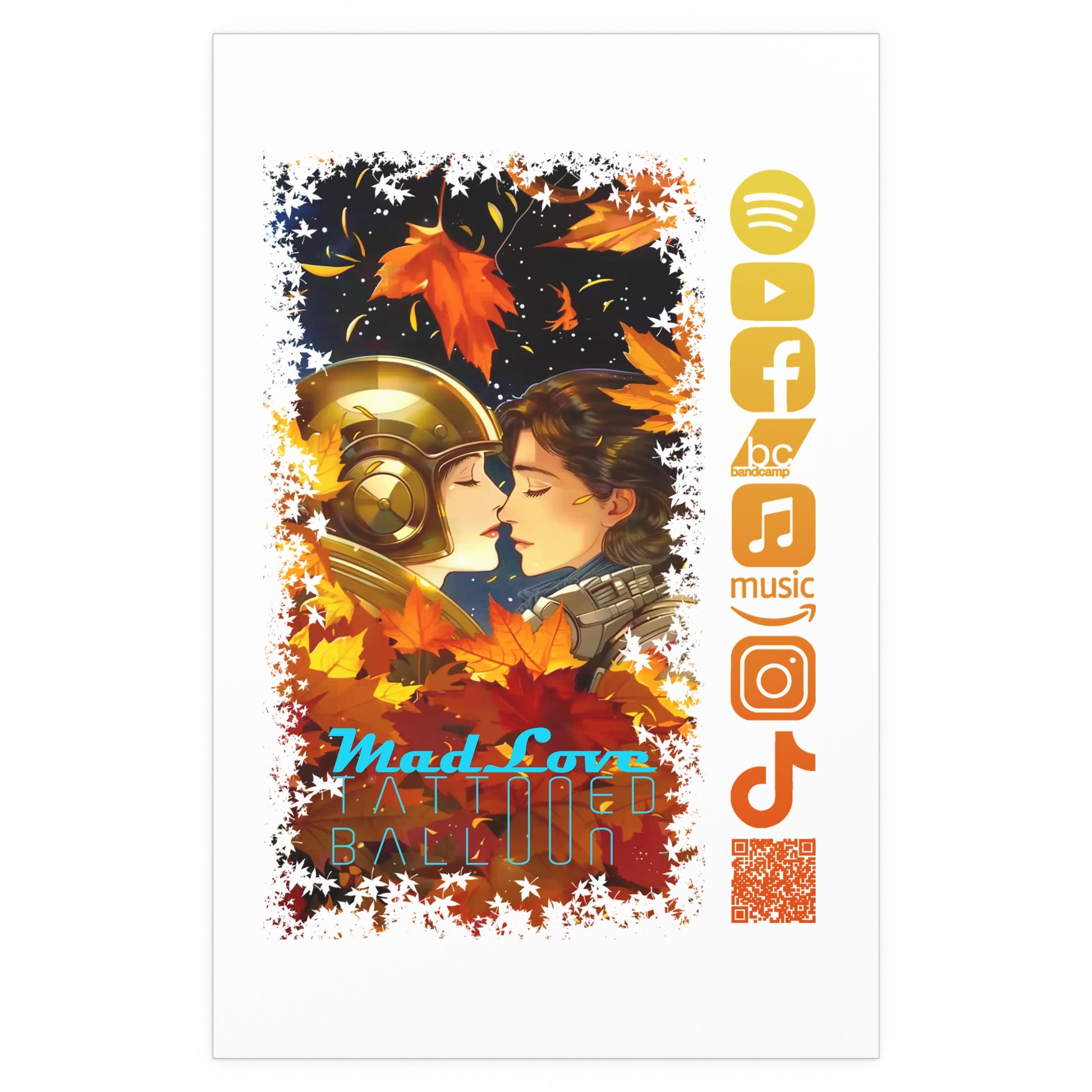 Silk Poster of Mad Love by Tattooed Balloon  (White Background)