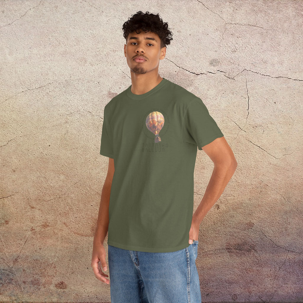 Tattooed Balloon Tee, Casual Wear, Outdoor Adventure T-Shirt, Festival Apparel, Summer Vibes Clothing, Unique Gift Idea