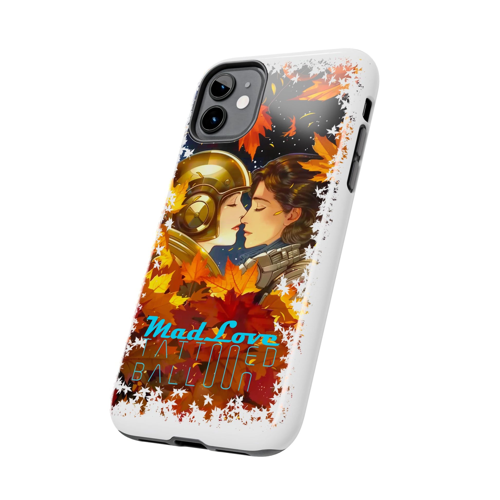 "Mad Love" Phone Case, Fall Themed,  Protector, Seasonal Tech Accessories, white.