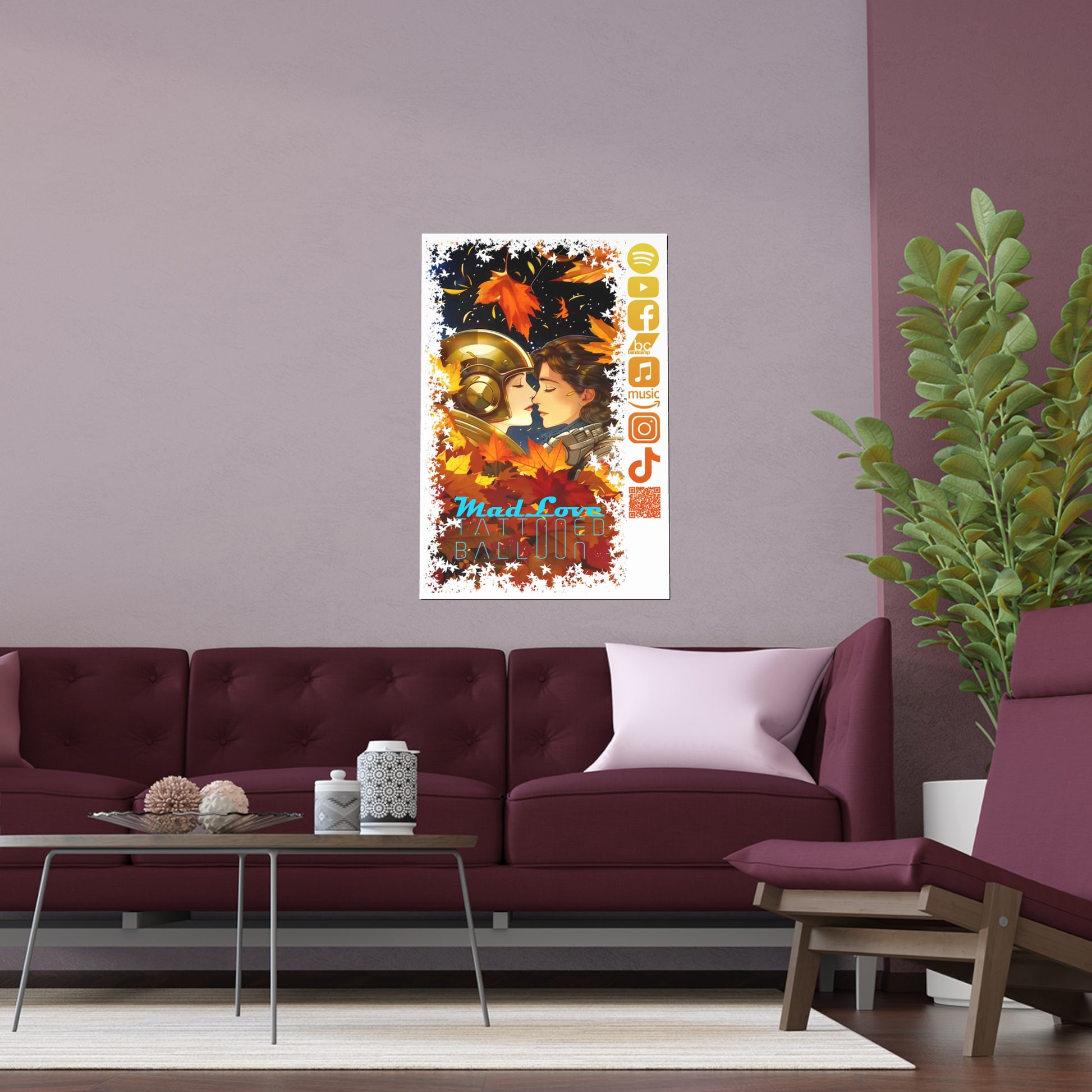 Silk Poster of Mad Love by Tattooed Balloon  (White Background)