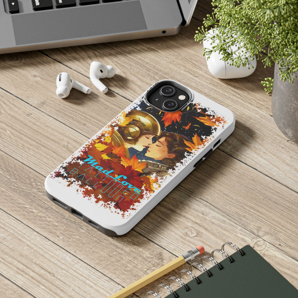 "Mad Love" Phone Case, Fall Themed,  Protector, Seasonal Tech Accessories, white.