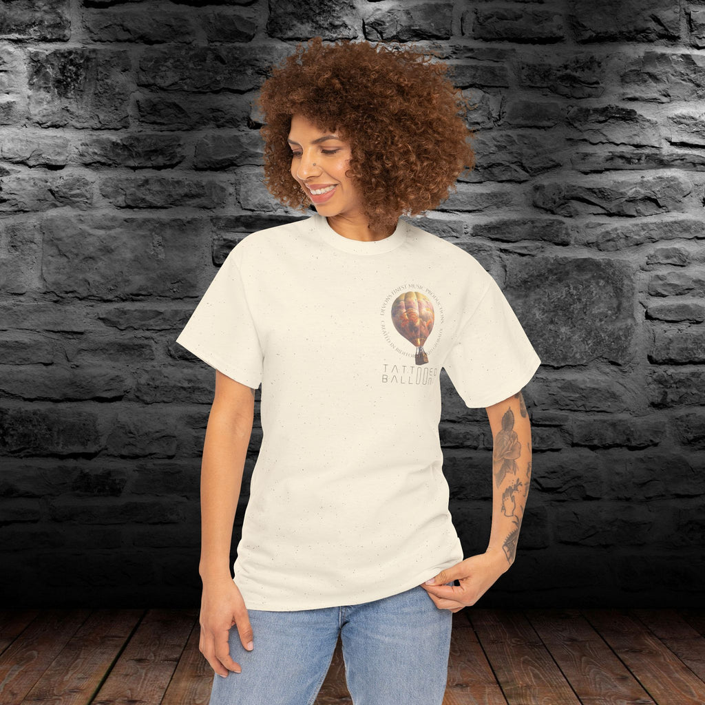 Tattooed Balloon Tee, Casual Wear, Outdoor Adventure T-Shirt, Festival Apparel, Summer Vibes Clothing, Unique Gift Idea