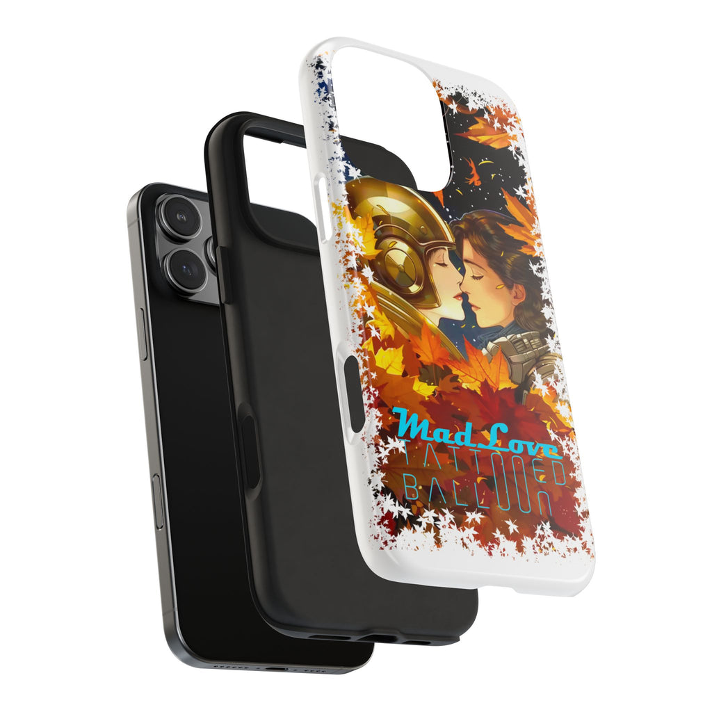 "Mad Love" Phone Case, Fall Themed,  Protector, Seasonal Tech Accessories, white.