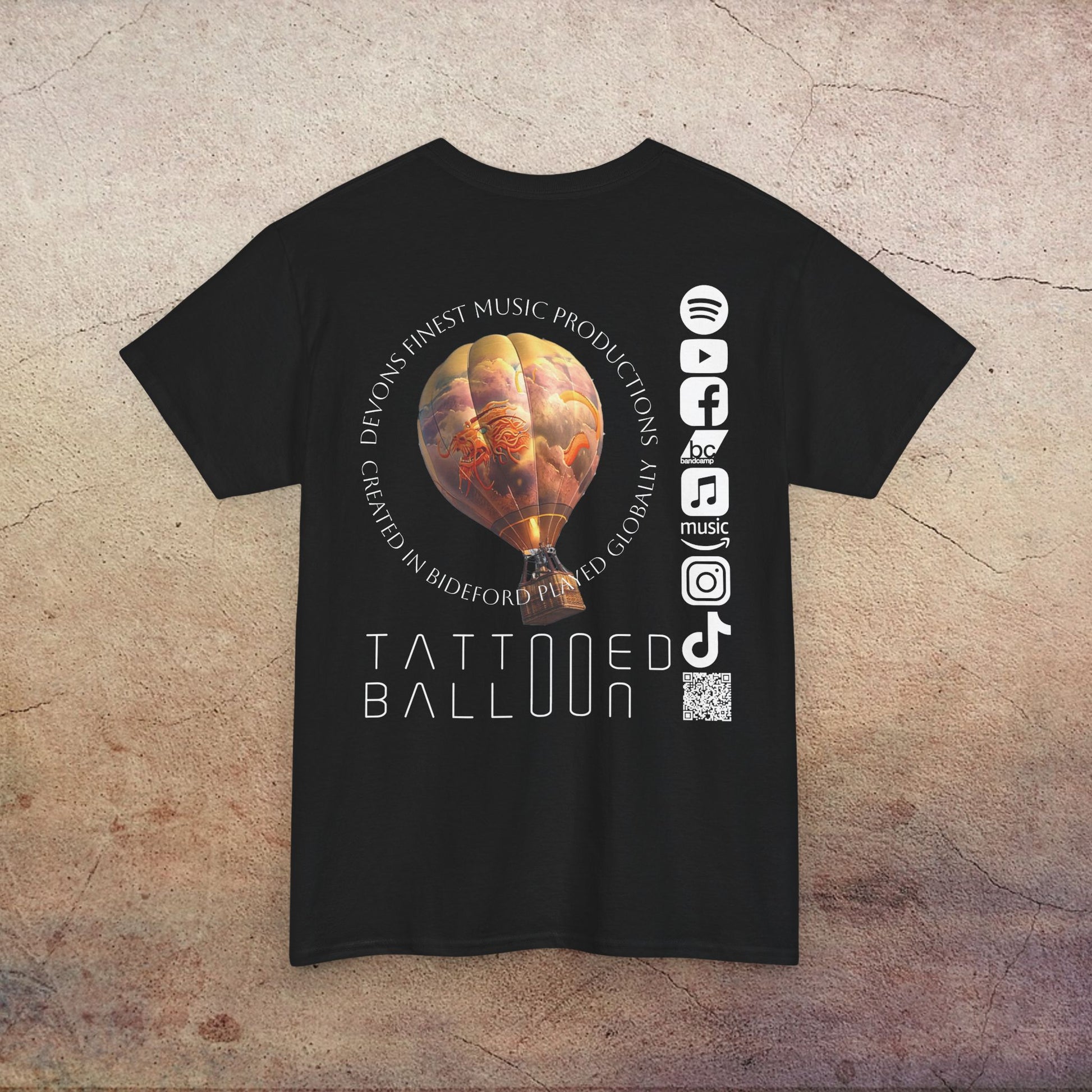 Tattooed Balloon Tee, Casual Wear, Dark Version T-Shirt, Festival Apparel