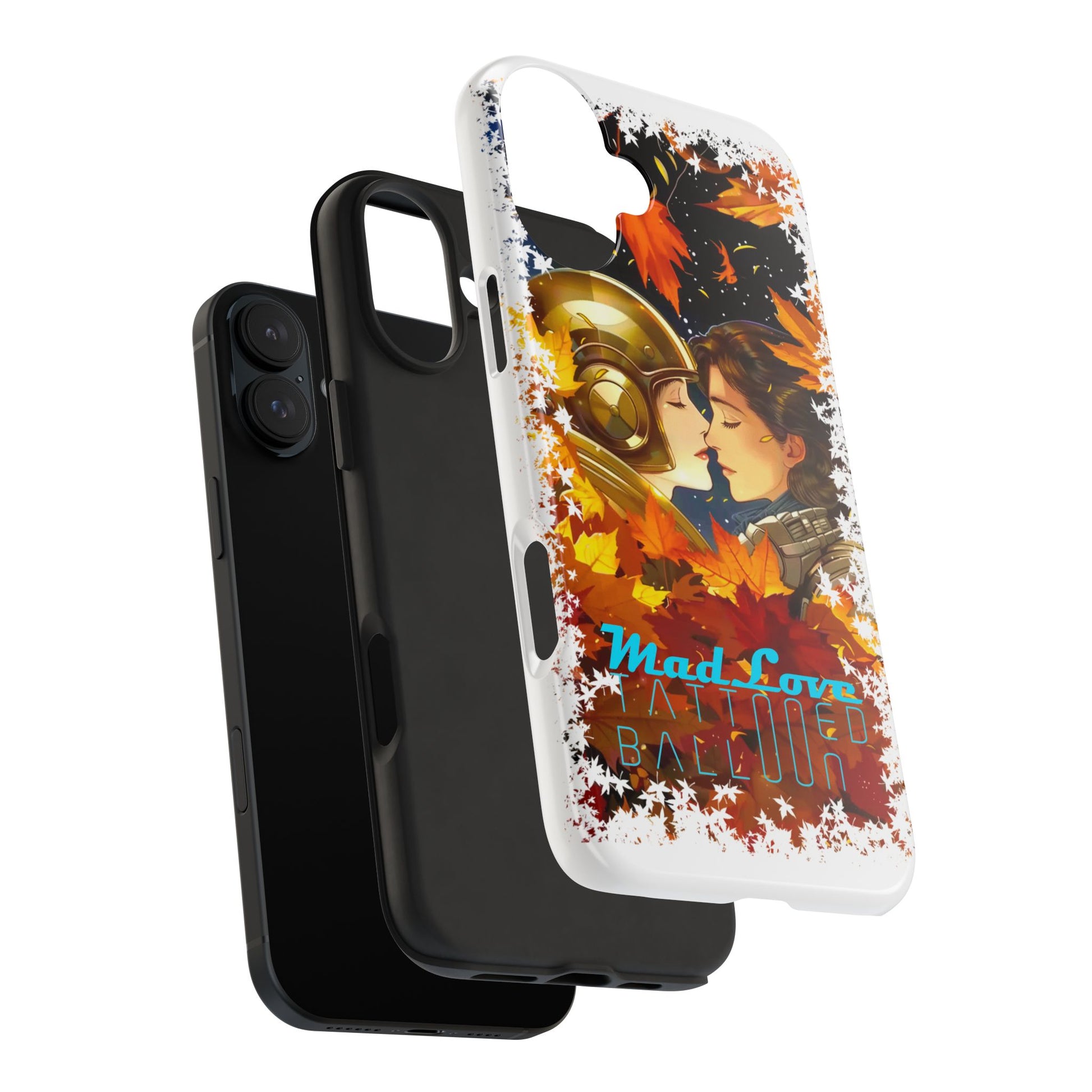 "Mad Love" Phone Case, Fall Themed,  Protector, Seasonal Tech Accessories, white.