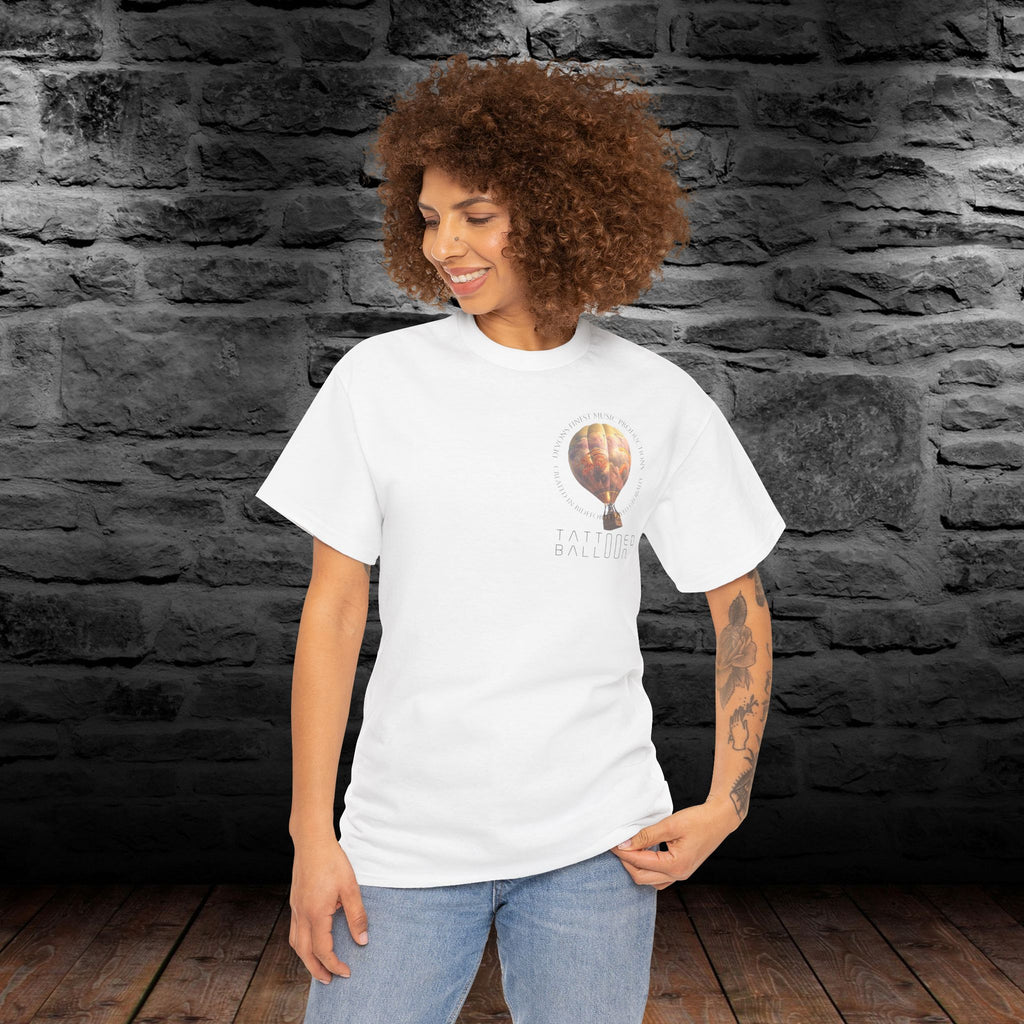 Tattooed Balloon Tee, Casual Wear, Outdoor Adventure T-Shirt, Festival Apparel, Summer Vibes Clothing, Unique Gift Idea