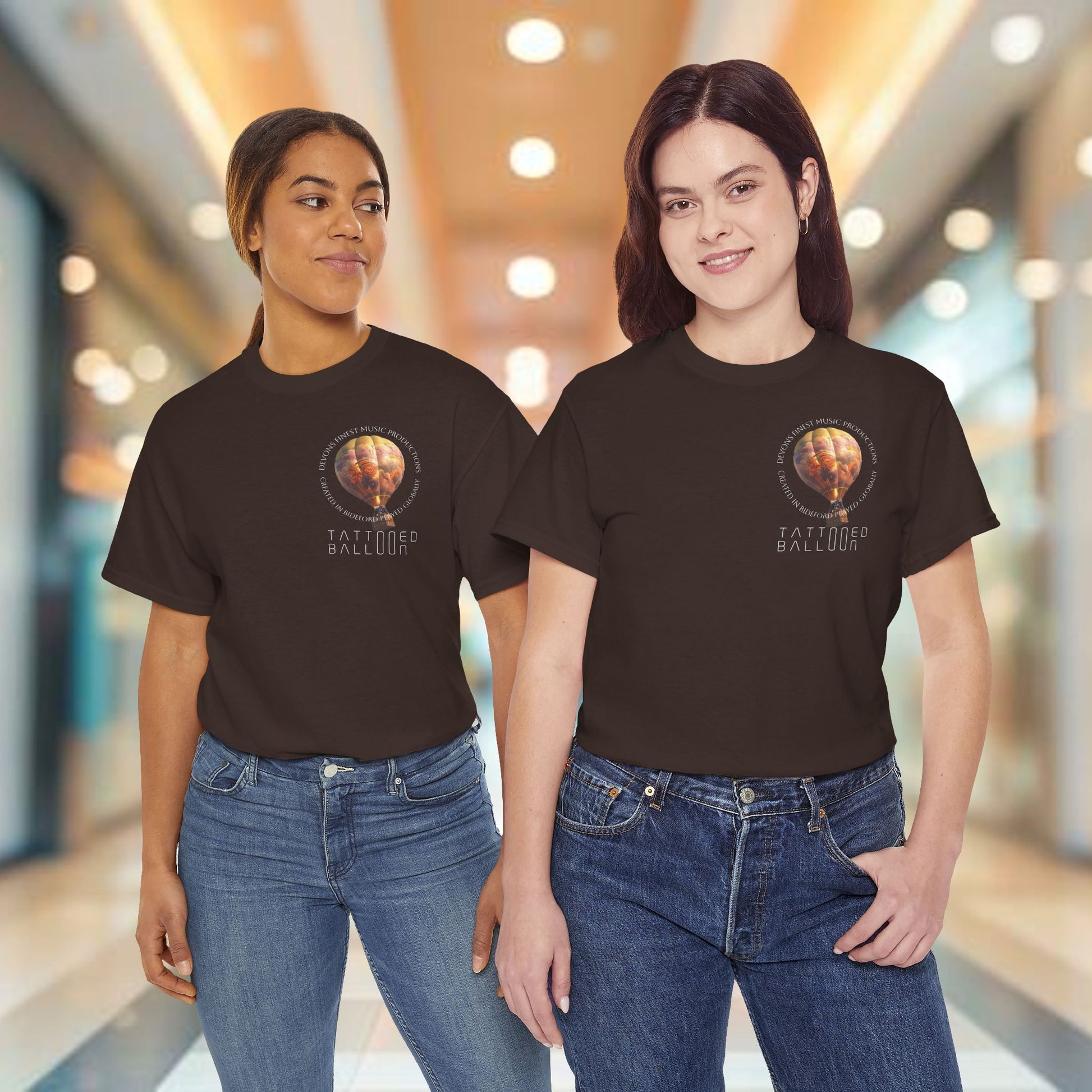 Tattooed Balloon Tee, Casual Wear, Dark Version T-Shirt, Festival Apparel