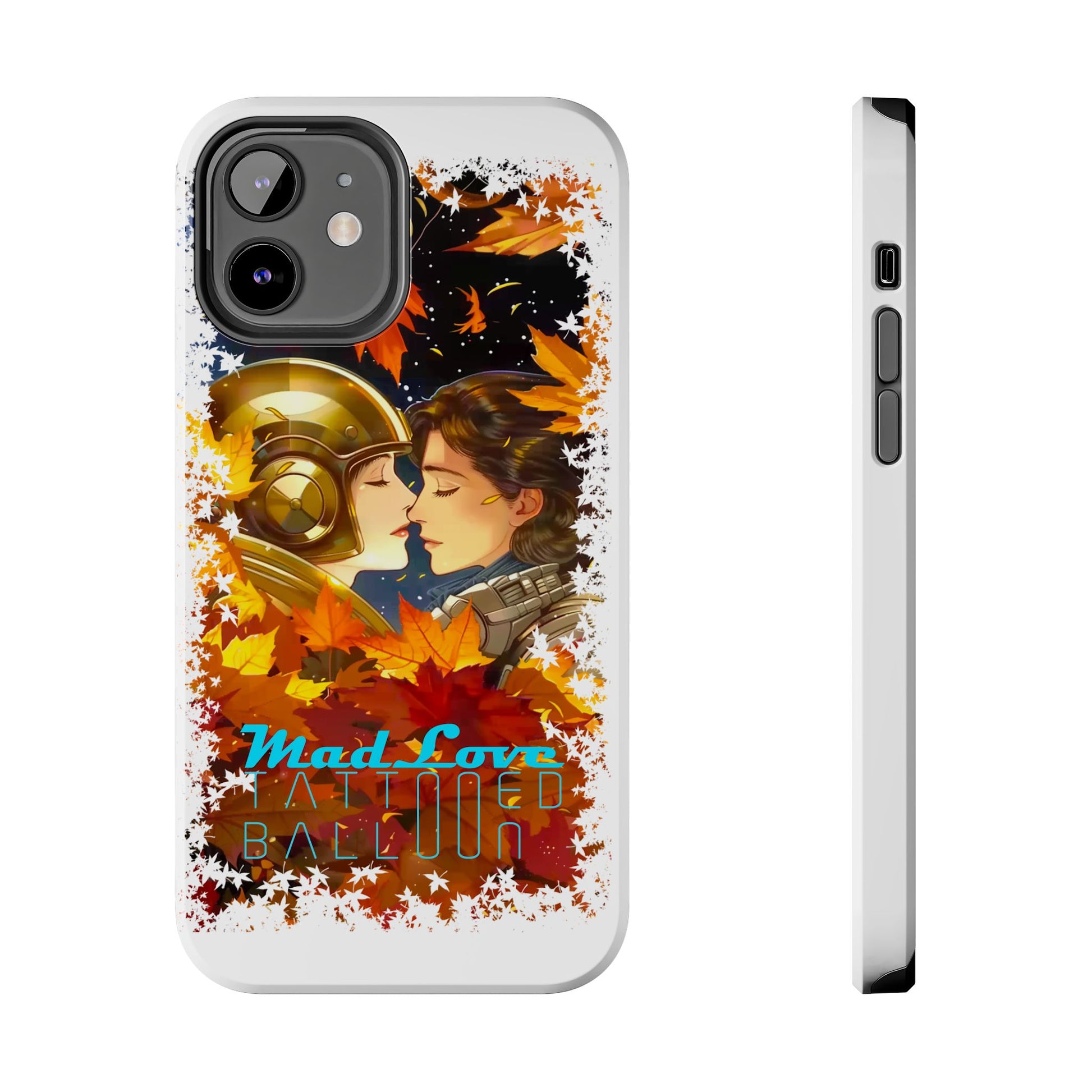 "Mad Love" Phone Case, Fall Themed,  Protector, Seasonal Tech Accessories, white.