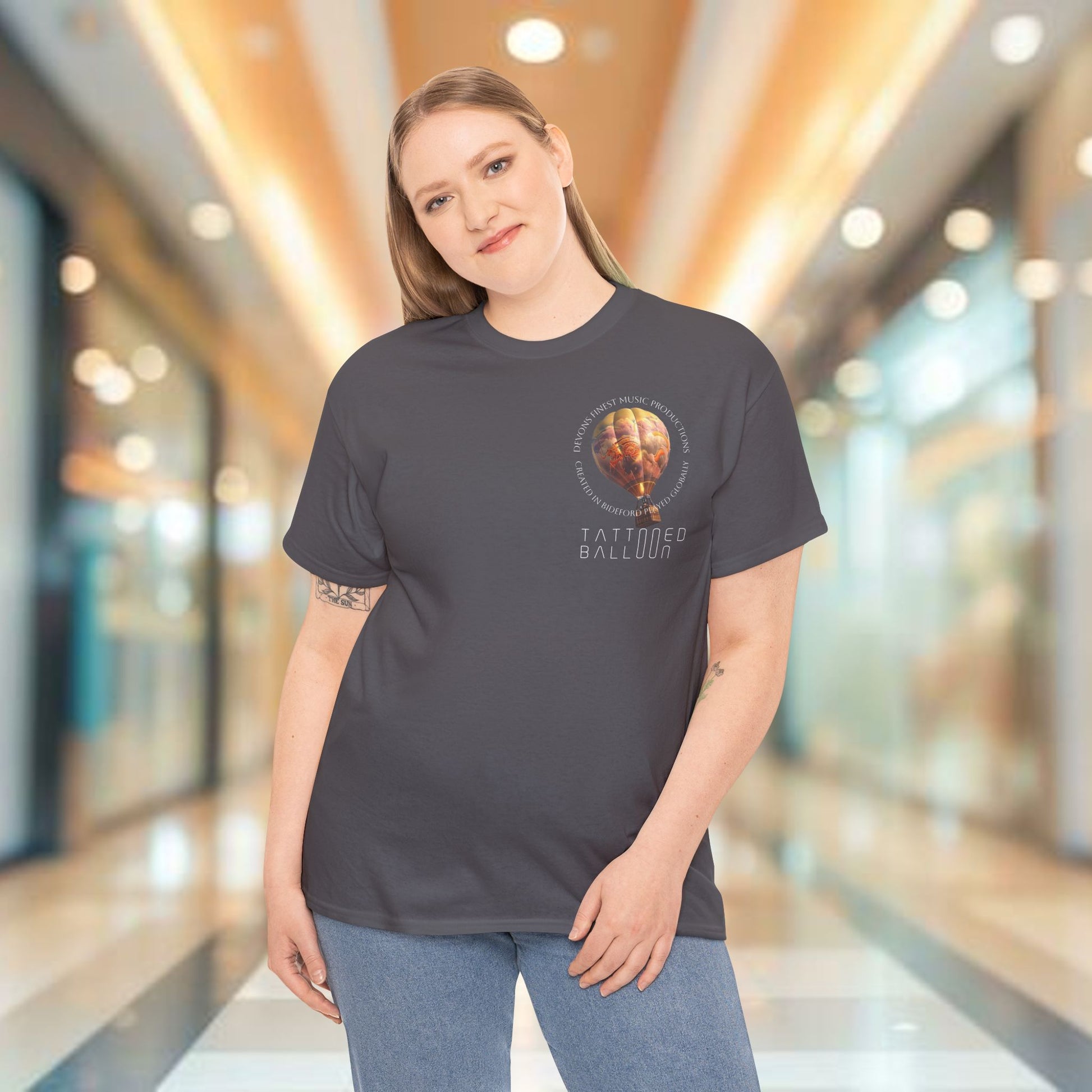 Tattooed Balloon Tee, Casual Wear, Dark Version T-Shirt, Festival Apparel