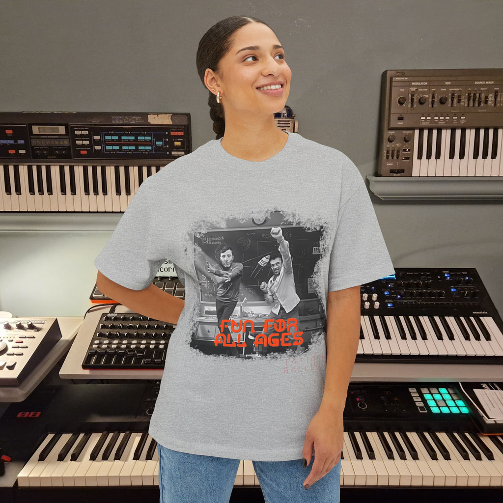 "Hypersonic" from Tattooed Balloons album "Fun For All Ages"  Unisex Oversized Boxy Tee