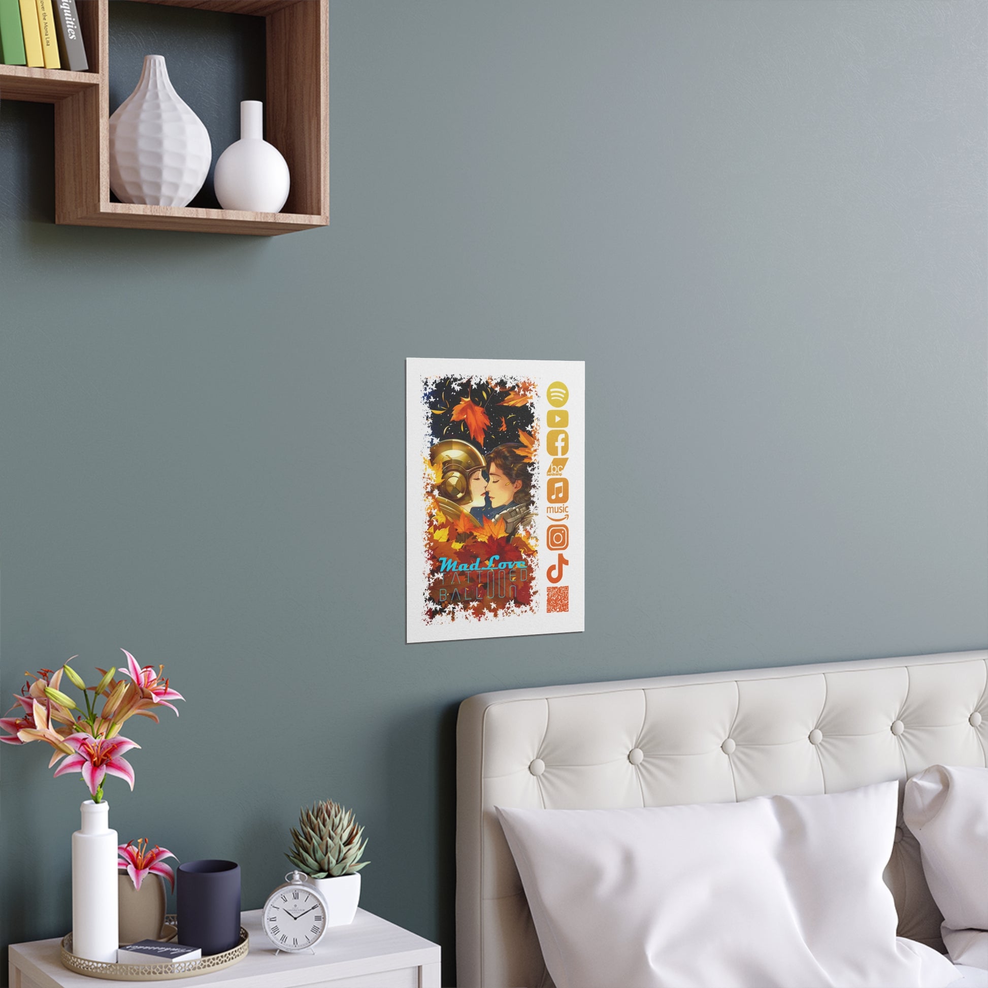 Silk Poster of Mad Love by Tattooed Balloon  (White Background)