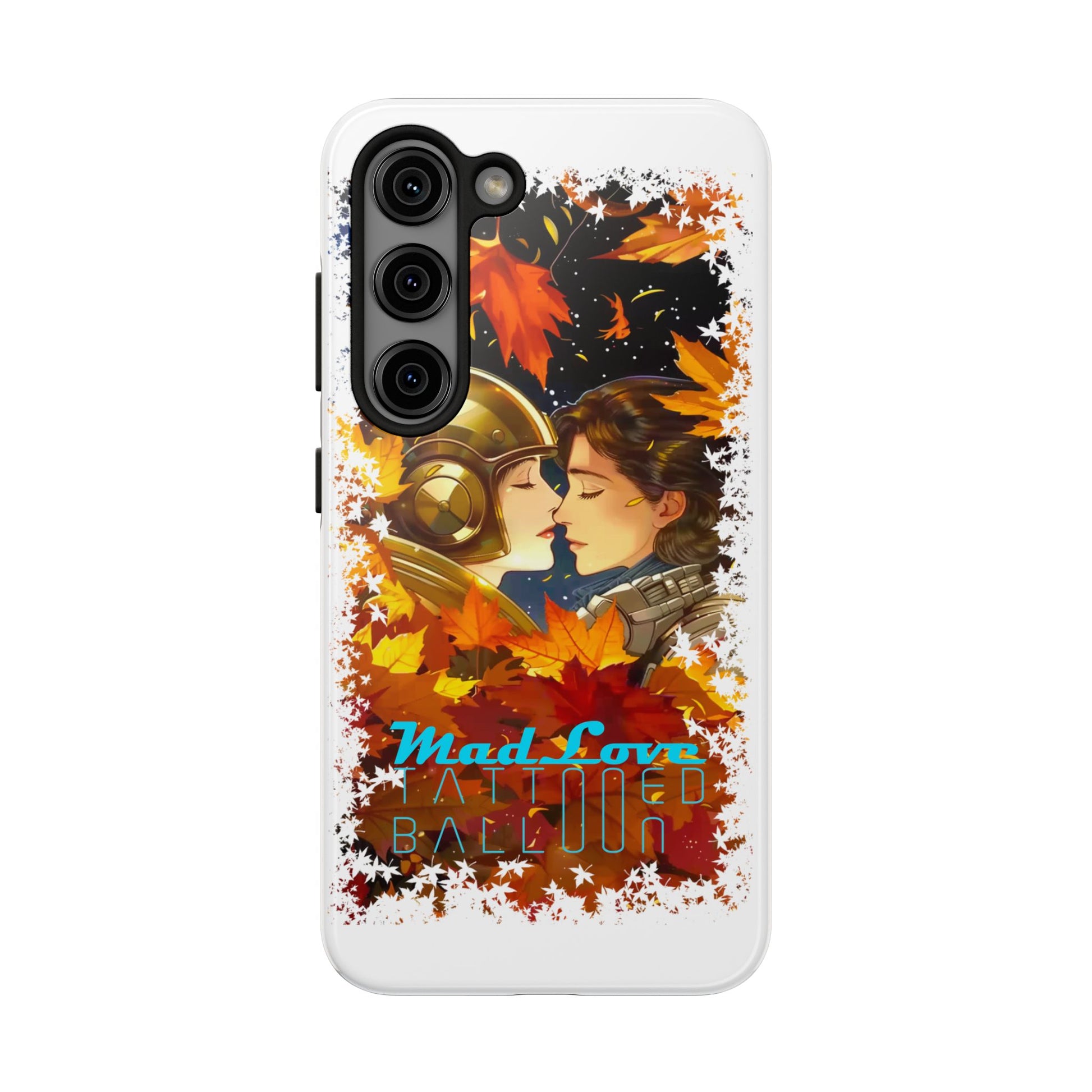 "Mad Love" Phone Case, Fall Themed,  Protector, Seasonal Tech Accessories, white.