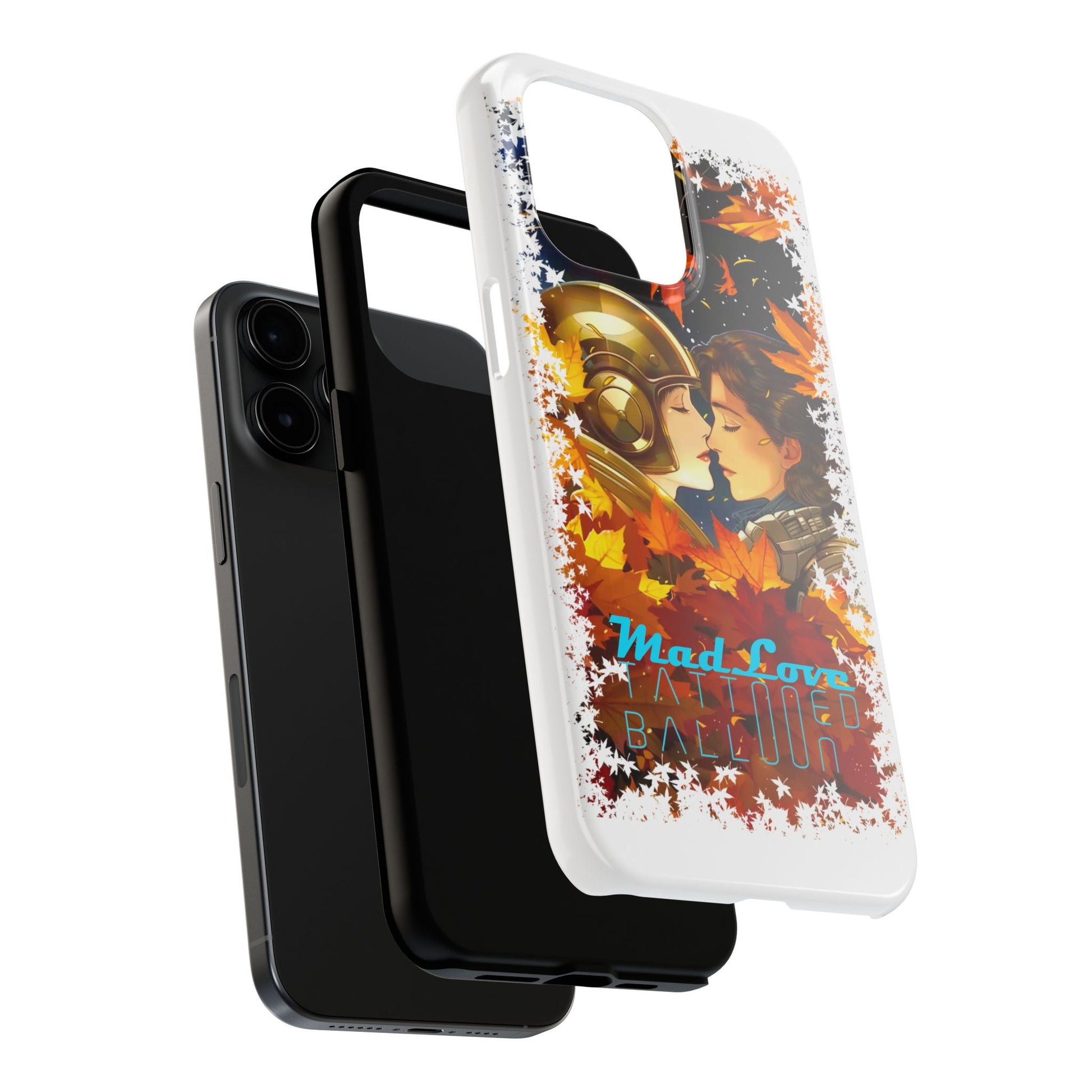 "Mad Love" Phone Case, Fall Themed,  Protector, Seasonal Tech Accessories, white.
