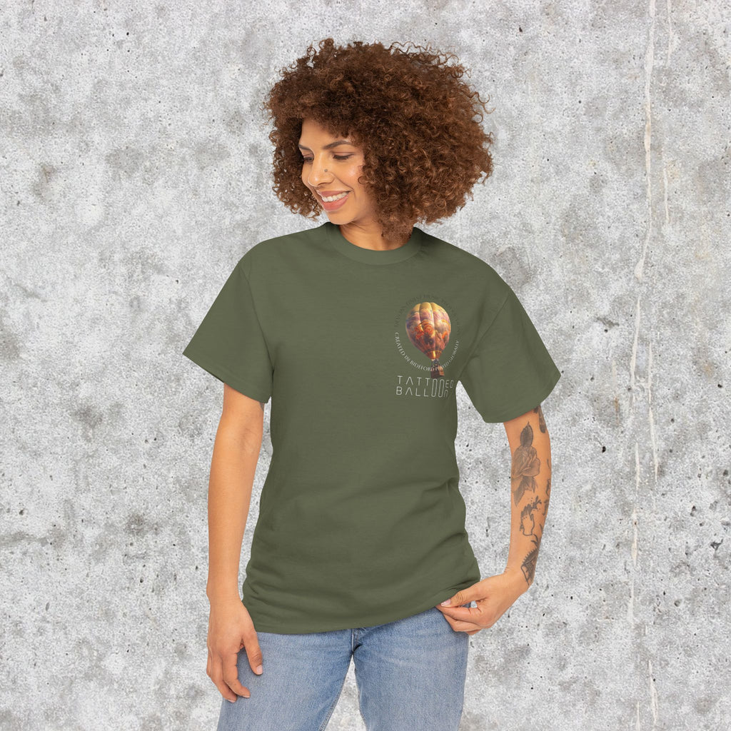 Tattooed Balloon Tee, Casual Wear, Outdoor Adventure T-Shirt, Festival Apparel, Summer Vibes Clothing, Unique Gift Idea