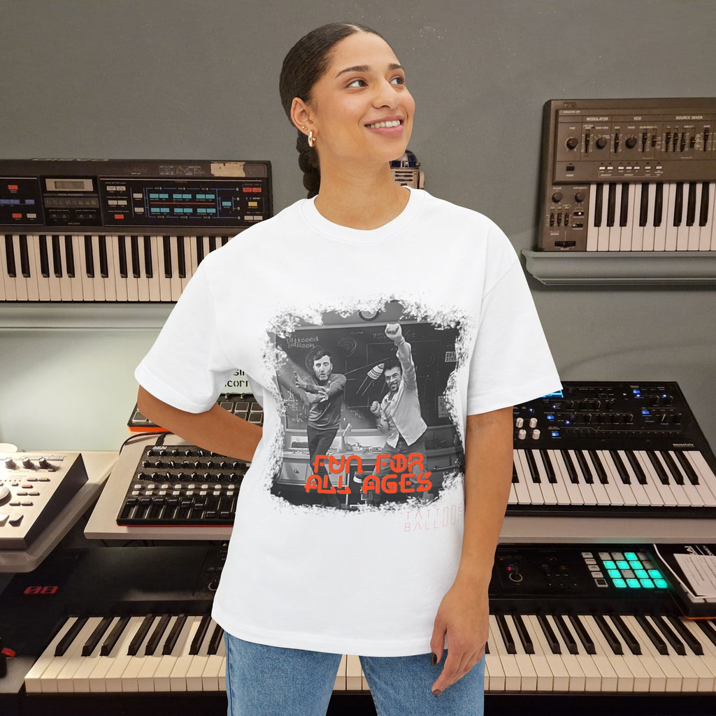 "Hypersonic" from Tattooed Balloons album "Fun For All Ages"  Unisex Oversized Boxy Tee