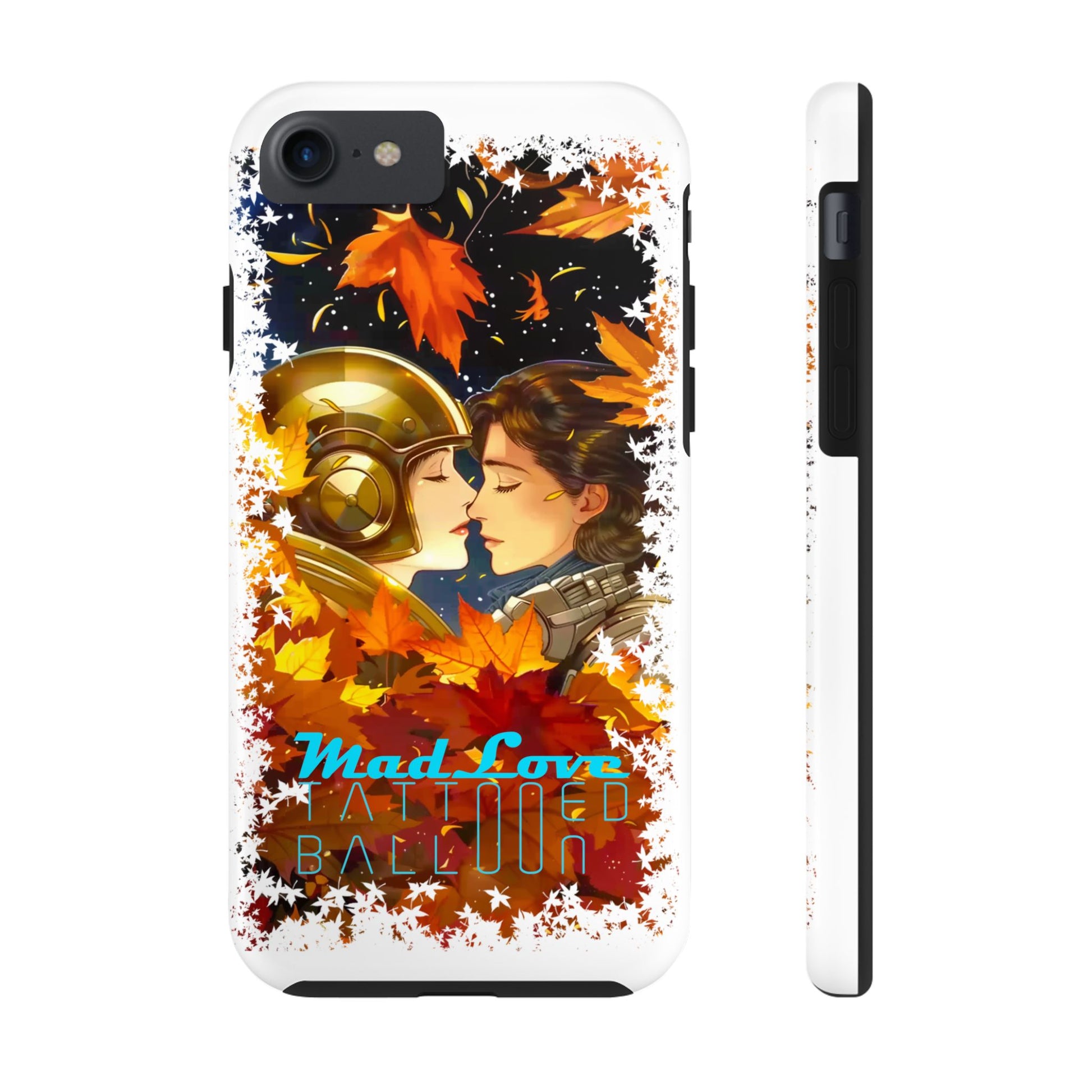 "Mad Love" Phone Case, Fall Themed,  Protector, Seasonal Tech Accessories, white.