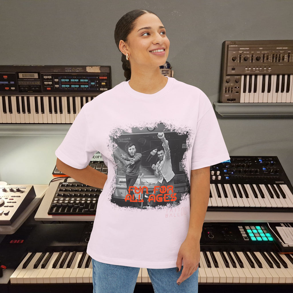 "Hypersonic" from Tattooed Balloons album "Fun For All Ages"  Unisex Oversized Boxy Tee
