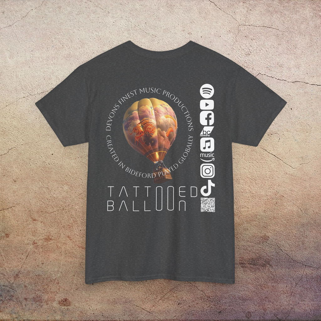 Tattooed Balloon Tee, Casual Wear, Dark Version T-Shirt, Festival Apparel
