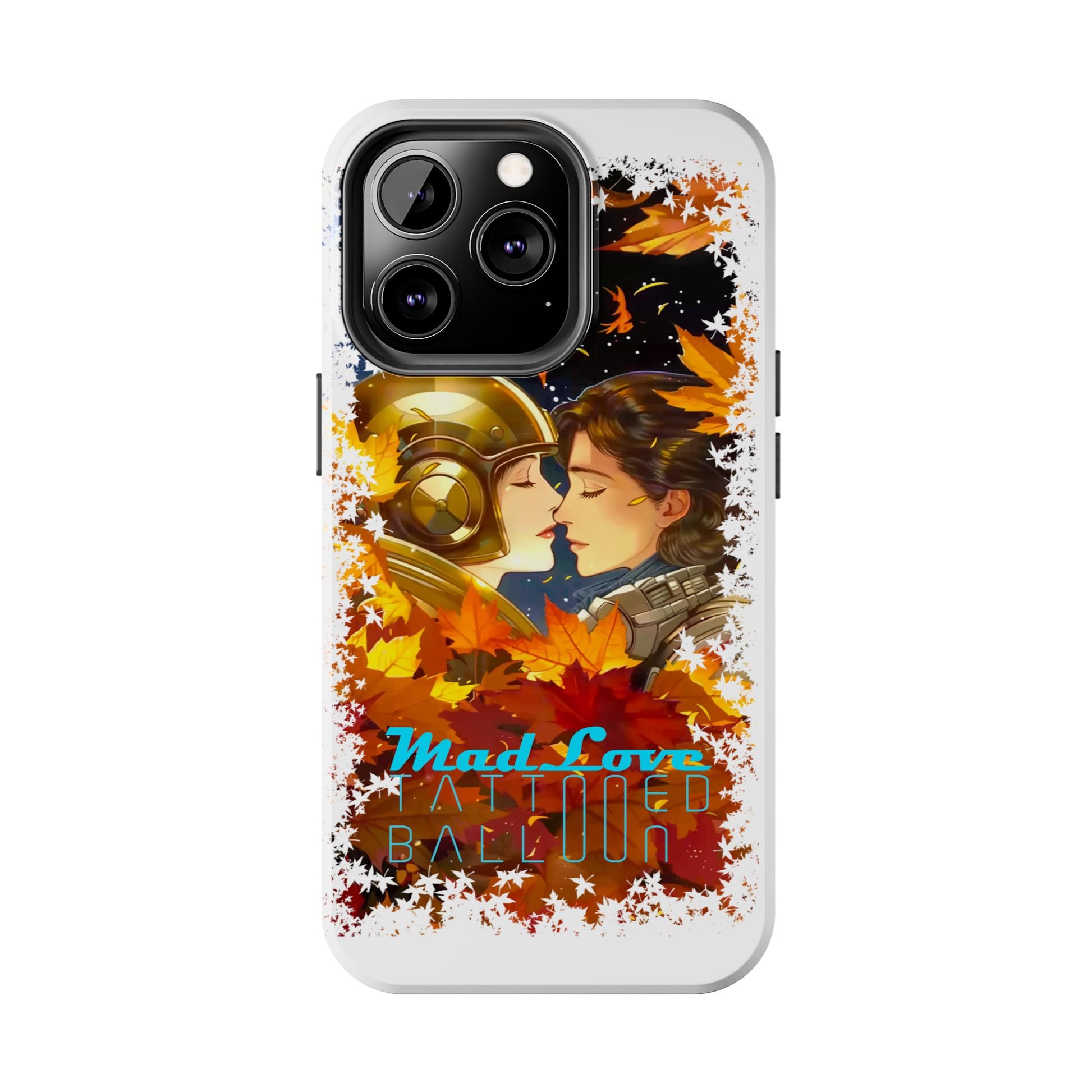 "Mad Love" Phone Case, Fall Themed,  Protector, Seasonal Tech Accessories, white.