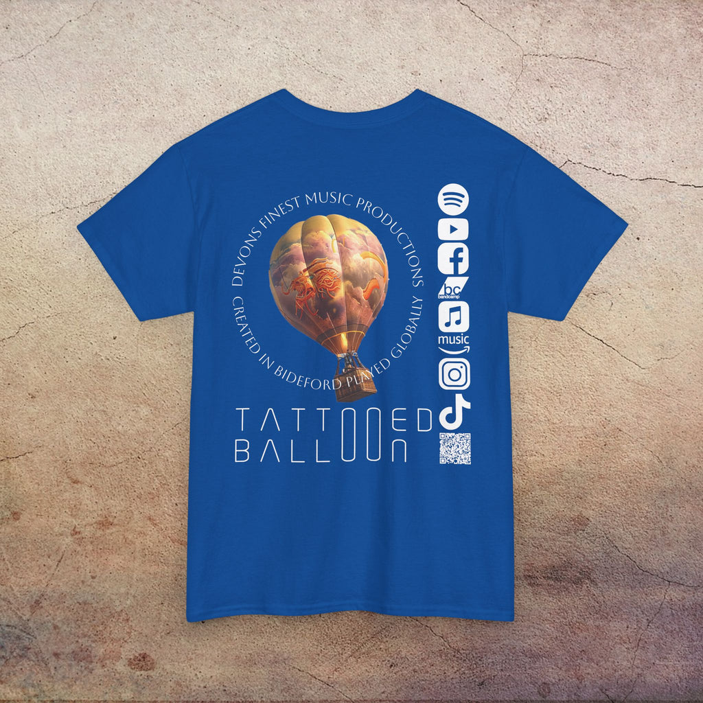 Tattooed Balloon Tee, Casual Wear, Dark Version T-Shirt, Festival Apparel